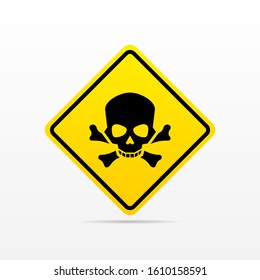 Hazard or warning sign with skull and bones. Toxic and chemical poison symbol. Danger Harmful symbol illustration isolated on white background