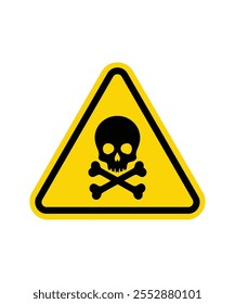 Hazard or warning sign with skull and bones. Toxic and chemical poison symbol. Triangle Danger icon. Vector illustration. stock illustration