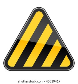 Hazard warning sign with warning stripes on a white background
