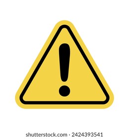 Hazard warning sign vector illustration. Triangle yellow isolated sign with exclamation mark to warn of danger and notice caution, important traffic signal reflector about accident and road problem