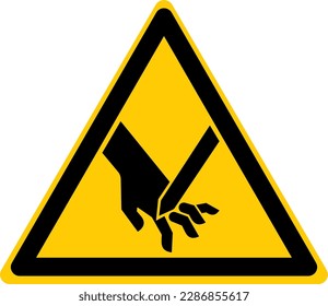 Hazard Warning Signs Caution Danger Cutting of Fingers Angled Blade