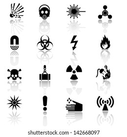 Hazard and warning signs icon set