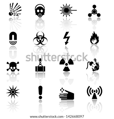 Hazard and warning signs icon set