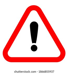 Hazard warning symbol in color. Vector icon flat sign symbol with exclamation mark isolated on white background.