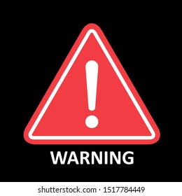 Hazard warning symbol vector icon flat sign symbol with exclamation mark isolated on black background
