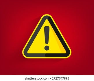 Hazard warning symbol vector icon flat sign symbol with exclamation mark isolated on white background. Hazard warning attention sign with exclamation mark symbol. 
