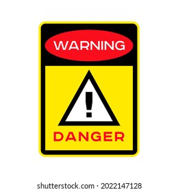 Hazard warning symbol vector icon flat sign symbol with exclamation mark isolated on white background. Hazard warning attention sign with exclamation mark symbol. Danger Zone.