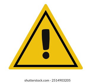 Hazard warning symbol vector icon flat sign symbol with exclamation mark isolated on yellow background .