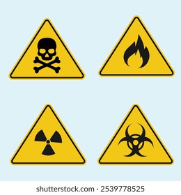 Conjunto de iconos de Vector de símbolo de advertencia de peligro. Colección de señales de advertencia ilustradas