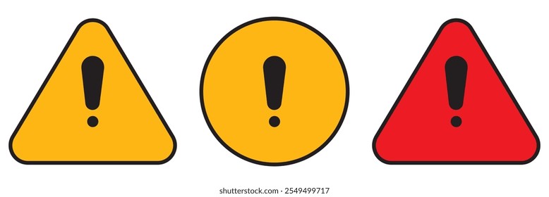Hazard warning symbol vector icon flat sign symbol with exclamation mark isolated on white background .