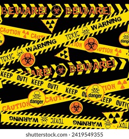Hazard warning tape yellow caution, Seamless Pattern of Hazard warning tape