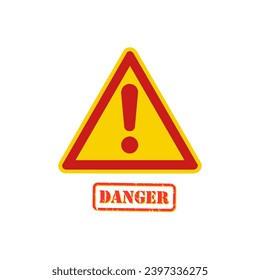 Hazard yellow with red line warning attention sign. 