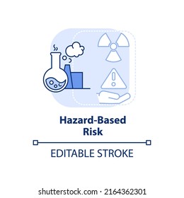 Hazard-based risk light blue concept icon. Risk type abstract idea thin line illustration. Potential danger source. Isolated outline drawing. Editable stroke. Arial, Myriad Pro-Bold fonts used