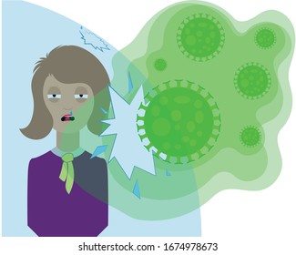 hazardous area virus infected patient. health concept. threat virus themed banner, graphic, vector.
