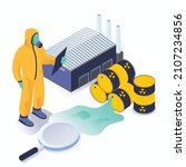 hazardous chemical waste isometric 3d vector concept for banner, website, illustration, landing page, flyer, etc.