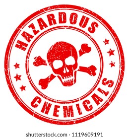 Hazardous chemicals vector warning stamp illustration isolated on white background
