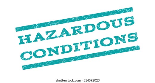 Hazardous Conditions watermark stamp. Text tag between parallel lines with grunge design style. Rubber seal stamp with dirty texture. Vector color ink imprint on a white background.