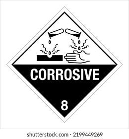 Hazardous HAZMAT Material Label IATA Transportation Corrosive 