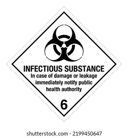 Hazardous HAZMAT Material Label IATA Transportation Infectious Substance 6