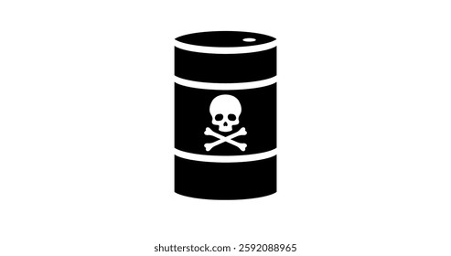 Hazardous Material Barrel Icon with Skull and Crossbones. Barrel of oil.