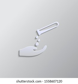 hazardous, material, hand paper style icon. Grey color vector background