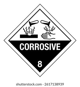 Hazardous Material HAZMAT Diamond Label Marking Placard IATA IMDG DOT Shipping Class 8 International Corrosive Worded