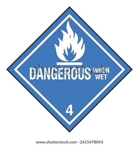 Hazardous Material HAZMAT Diamond Label Marking Placard IATA IMDG DOT Shipping Class 4 Dangerous When Wet Worded