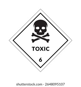 Hazardous Material Toxic Gas Vector Label Placard Class 6. Poison Warning Sign for Packages, Outdoor Design.	
