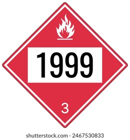 Hazardous material warning sign placard flammable and combustible  liquids, class 3