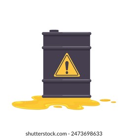 Hazardous materials container with chemical spill vector icon symbol