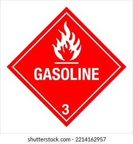 Hazardous Materials Hazmat Warning Labeling and Placarding Transportation DOT CHART Class 3 Gasoline