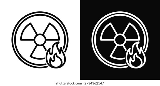 Ícone de materiais perigosos Estilo de fundo branco e preto