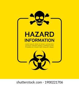 Hazardous materials information text box design on yellow background