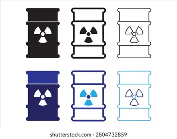 Hazardous materials warning sign. nuclear waste barrel flat style. chemical industry waste disposal. toxic waste container. isolated object.