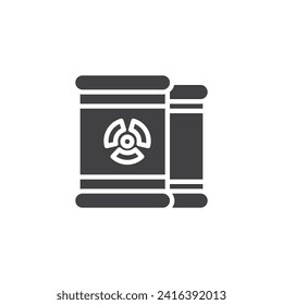Hazardous radioactive waste vector icon. filled flat sign for mobile concept and web design. Radioactive Waste Barrel glyph icon. Symbol, logo illustration. Vector graphics