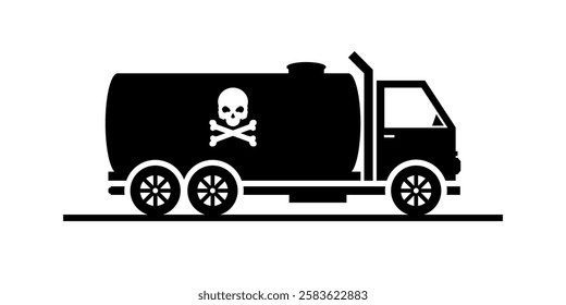 Hazardous substance transport tanker with skull and crossbones. Vector icon