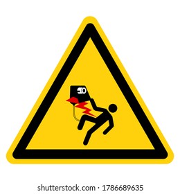 Signo de símbolo de voltaje peligroso, Ilustración de vectores, aislamiento de la etiqueta de fondo blanco .EPS10