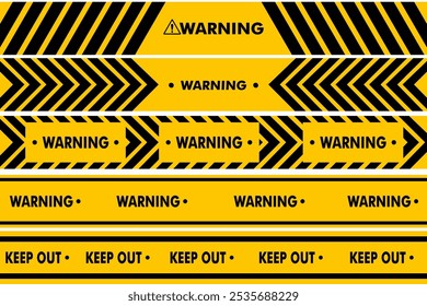 Hazardous warning tape for danger places, construction and crime, Safety stripe warning caution vector sign symbol