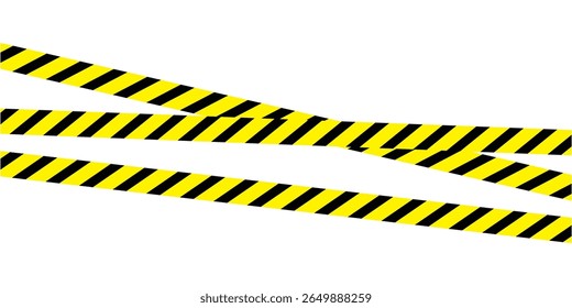 Hazardous warning tape set with seamless black and yellow lines for crime scenes and construction zone. Includes caution signs borders brushes and under construction background for web safety in eps10