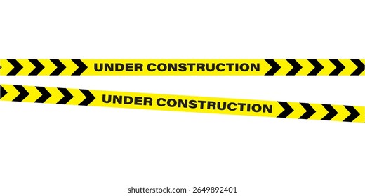 Hazardous warning tape set with seamless black and yellow lines for crime scenes and construction zones. Includes caution signs borders brushes and under construction tape for web safety in eps 10.