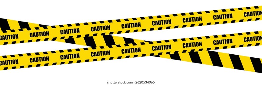 Hazardous warning tape sets. Warning caution sign. Black and yellow line. Construction border.