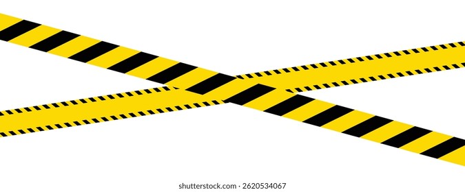Hazardous warning tape sets. Warning caution sign. Black and yellow line. Construction border.