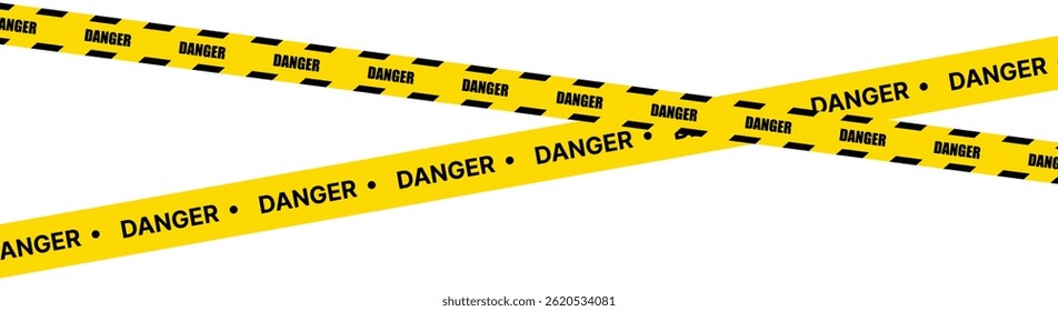Hazardous warning tape sets. Warning caution sign. Black and yellow line. Construction border.