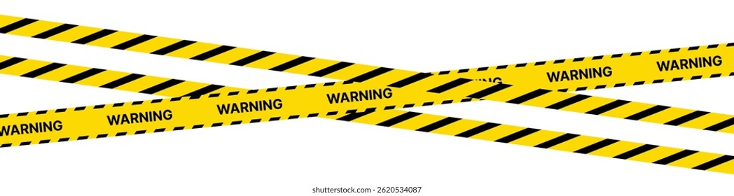 Hazardous warning tape sets. Warning caution sign. Black and yellow line. Construction border.