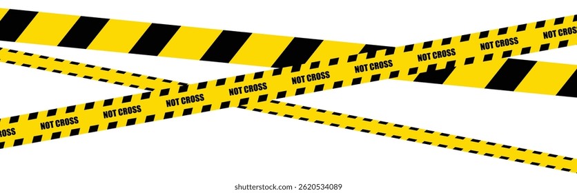Hazardous warning tape sets. Warning caution sign. Black and yellow line. Construction border.