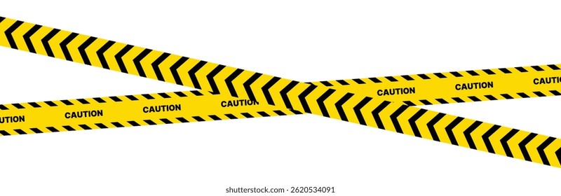 Hazardous warning tape sets. Warning caution sign. Black and yellow line. Construction border.