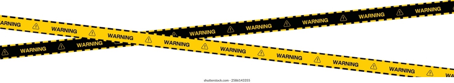 Hazardous warning tape sets designed for construction, crime scenes, and safety zones. Ensure caution in industrial, roadwork, and hazardous areas. Vector illustration.