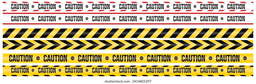 Hazardous warning tape sets must be careful for construction and crime. Hazard warning tape collection isolated on transparent.