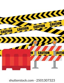 Hazardous warning tape sets must be careful for construction stock illustration