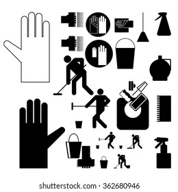Hazards symbols.Cleaning and cleanliness.
Set recognizable image on the poster promoting the safety of human health.